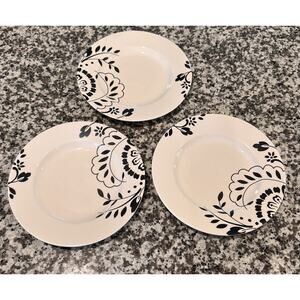 Set of 3 Martha Stewart Collection Black And White Ceramic Salad Plates 9.25”